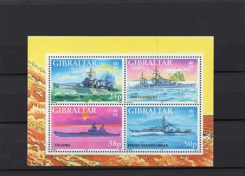 GIBRALTAR 1997 WARSHIPS SHEET OF 4 STAMPS MNH