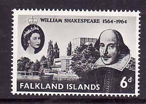 Falkland Is.-Sc#149- id7-unused light hinged Omnibus  set-Shakespeare-1964-