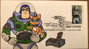 2022 Go Beyond Buzz Lightyear Cat Sox FDC HAND DRAWN CACHET Disney