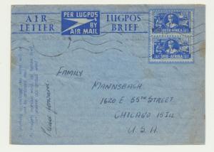 SOUTH AFRICA 1948 AEROGRAMME TO USA, H&G#FG3 KESSLER#5 (SEE BELOW)