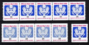 MOstamps - US Group of Mint OG NH Coil Official Mail (10 stamps) - Lot # HS-E794