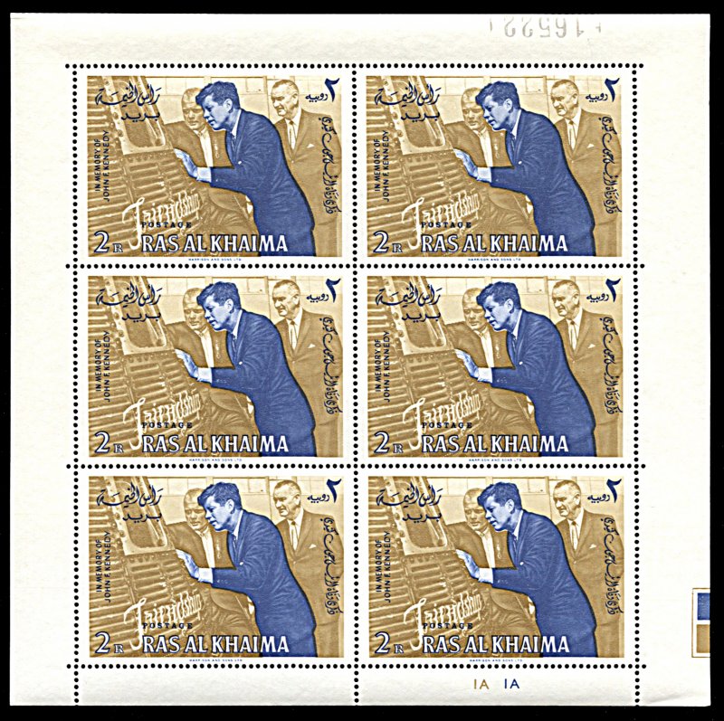 Ras al Khaima 9-11,MNH,John F. Kennedy In Memoriam miniature sheets of 6