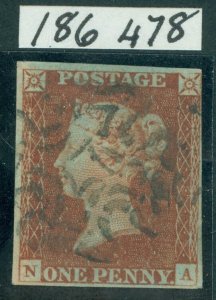 SG spec BS3tw 1841 1d red-brown plate 14. Very fine used with the very scarce...