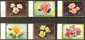 Umm al Qiwain 1972 Flowers Roses Set of 6 Imperf. MNH