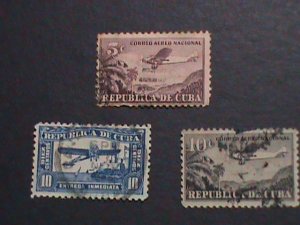 ​CUBA-AIRMIAL- VERY OLD CUBA AIR PLANES STAMPS USED- VF WE SHIP TO WORLD WIDE.