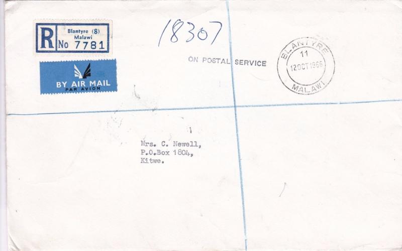 blantyre malawi & zambia 2 large stamps cover ref 12968