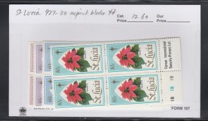 St Lucia 927-30 Flowers imprint blocks mnh