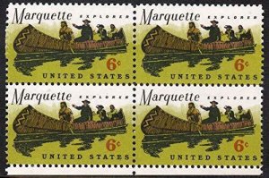 1968 Father Marquette Explorer Block of 4 6c Postage Stamps, Sc#1356, MNH, OG