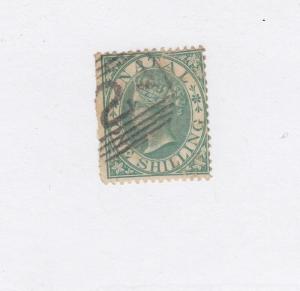 NATAL (MK2655)  #17  USED  1sh  VICTORIA  GREEN  NUMERAL CANCEL  CAT VALUE $53