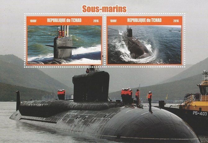CHAD - 2016 - Submarines - Perf 2v Sheet #2 - MNH - Private Issue