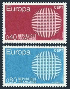 France 1271-1272 blocks/4,MNH.Michel 1710-1711. EUROPE CEPT-1970.Threads.