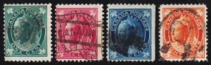 Canada Scott 67, 69, 70, 72 (1897-98) Used G-F, CV $35.00 C