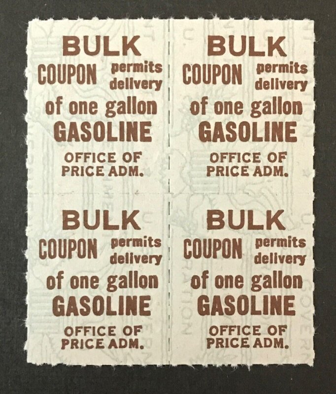 US - Ration Stamps for Gasoline - Block of 4 - 1943