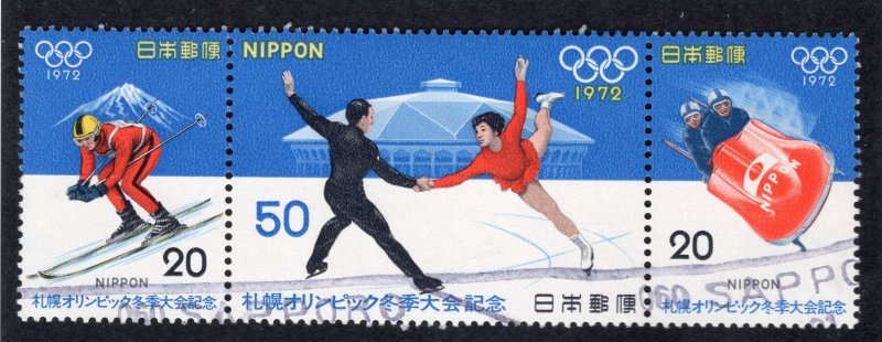 Japan 1972 Set of 3 Winter Olympics, Scott 1103-1105 used se-tenant, value = 75c