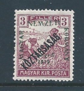 Hungary #11N20 MH 3f Wheat Issue Ovptd. For Hungarian Nat'l Gov't S...