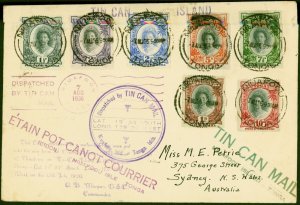 Tonga 1936 Tin Can Mail Cover to Sydney Bearing 1 1/2d to 1s SG56-63 Attractive