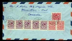 RARE 14.40 to AUSTRIA POSTAGE DUE tied / Post Postes Mar 1952 cover Canada