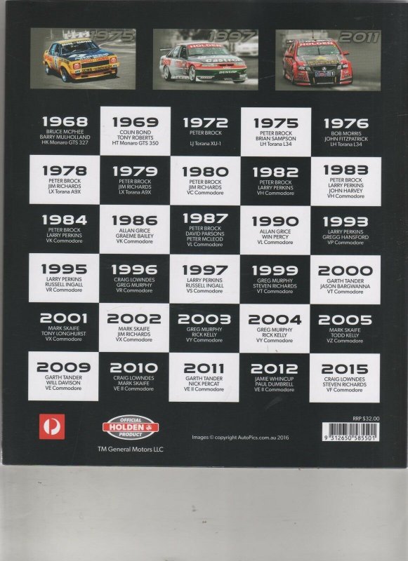 Australian Stamps Mint Holden Bathurst Champions Sheetlet 1968 -  2015  30 Years