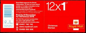 GB Sc#3455a 2015 Christmas 1st Class Booklet of 12 (LX50) Unmounted Mint 5014721139234