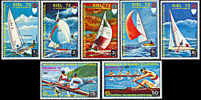 Equatorial Guinea 72104-72110, MNH, Munich Olympics Sailing and Rowing Events