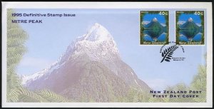 New Zealand 1312x2, FDC. Michel 1452. Mitre Peak,1995.