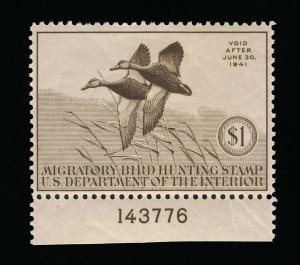 AFFORDABLE GENUINE SCOTT #RW7 VF MINT OG H 1940 FEDERAL DUCK STAMP PLATE #143776