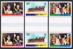 Tuvalu 43-45 gutter, 45a, MNH. Mi 443-45 gutter, Bl.1. Reign of QE II, 25, 1977.