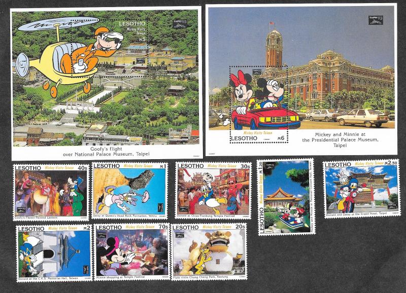 Lesotho 979-988 Mint NH MNH Souvenir Sheet & Singles Disney!