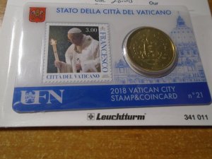 Vatican City  Year   2018  Pope Francis  MNH  with  coin
