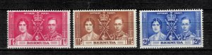 Bermuda KGV 1936☀  Coronation Full Set SG 117 - 9 ☀ MNH set