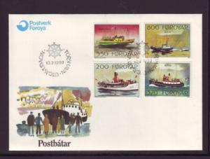 Faroe Islands Sc232-5 1992 Mail Boats stamps FDC
