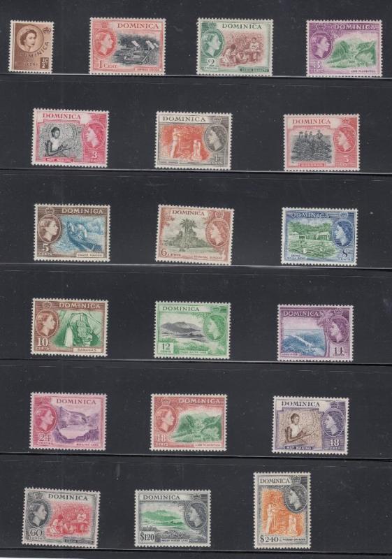 DOMINICA # 142-160 VF-MNH QUEEN ELIZABETH II /CORONATION ISSUES CAT VALUE $73