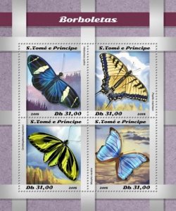 St Thomas - 2018 Butterflies on Stamps - 4 Stamp Sheet - ST18511a