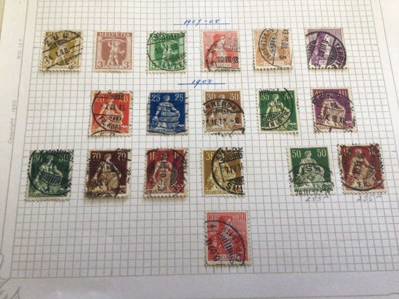 Switzerland 1907 - 1908 mounted mint and used stamps  album page  62914