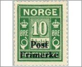 Norway NK 165 Postage due - surcharged 10 Øre Green