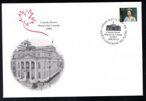 1360, Scott, Canada, QEII - Canada House Cover, 45c, 1998 May 13