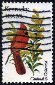 SC#1969A 20¢ State Birds & Flowers: Kentucky; Perf 11¼ x 11 (1982) Used