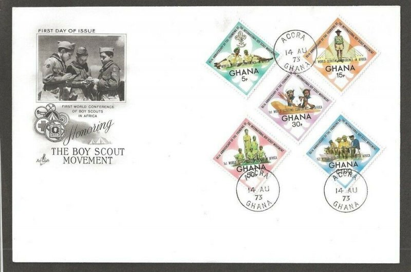 1973 Ghana Boy Scouts ovpt World Conference diamond FDC Artcraft