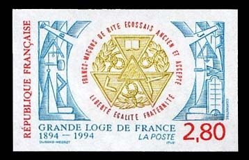 France, 1950-Present #2446 (YT 2912) Cat€35, 1994 Grand Lodge of Paris, imp...