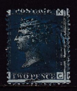 Great Britain 1858 2d blue Plate-8 2 Margin Stamp FINE