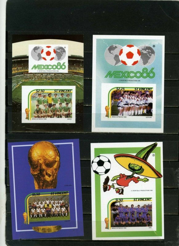 ST.VINCENT 1986 SPORTS SOCCER WORLD CUP MEXICO SET OF 4 S/S MNH 
