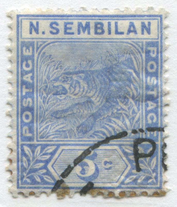 Malaya Negri Sembilan 1894 5 cent blue Tiger CDS used