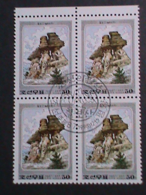 ​KOREA 1998-SC#3816 MT. CHILBO-PEASANT ROCK- FANCY CANCEL-BLOCK VF OG CTO-