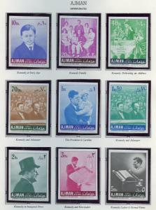 AJMAN  JOHN F KENNEDY MEMORIAL PERF & IMPERF  STAMPS  & SHEETLETS MINT NH 