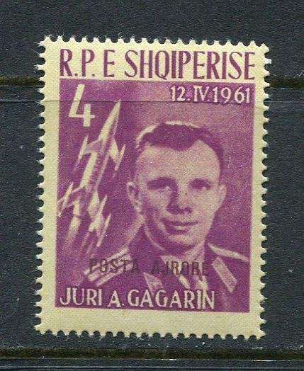 Albania 1962 Sc 606 note Mi 648a 4(L) Overprint in purple MNH Gagarin Space 6582