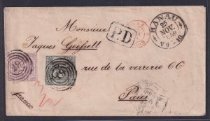 Thurn & Taxis - Scott 3, 13 (Michel 3, 18) on 1859 cover to Paris, w/ Sem cert