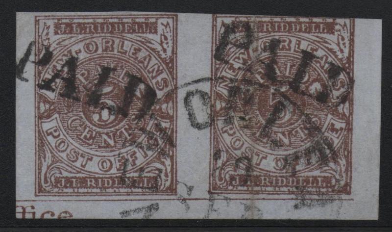 ~ CSA Scott #62X4 Pair Confederate Stamps, Nice Cancels, Paid & NO CDS Beauty  ~