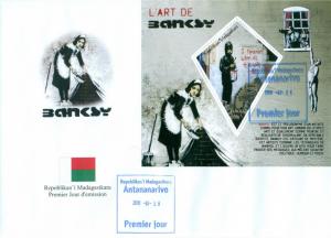 Banksy Street Art Graffiti Paintings Madagascar FDC first day covers set