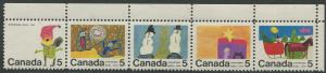 STAMP STATION PERTH Canada #523a Christmas Strip of 5 1970 MNH CV$3.00