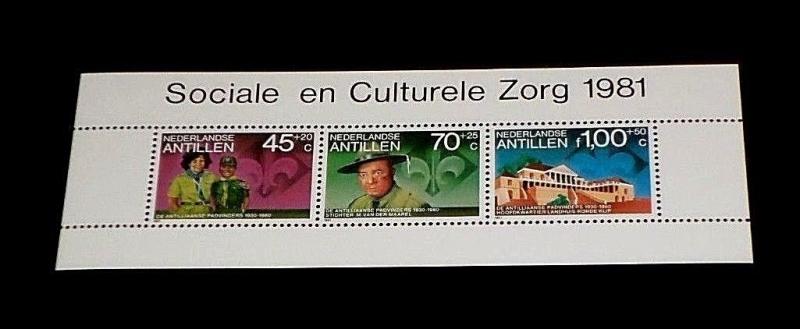 NETHERLANDS ANTILLES 1981, BOY SCOUTS, SOUVENIR SHEET, MNH,  NICE! LQQK!